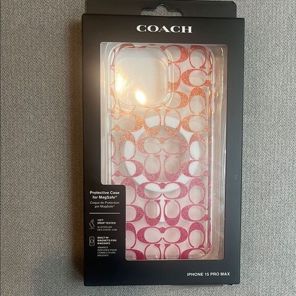 Coach Pink Ombré protective MagSafe iPhone 15 pro max Case for Cell Phones - Picture 1 of 1